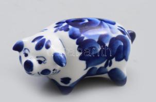 Gzhel malac, jelzett, hibátlan, eredeti dobozában, h: 9,5 cm