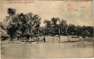 1910 Felsőgöd (Göd), Duna kosáruszoda a gödi szigeten, gödi családi ház és nyaraló telep. Kiadja a Sződrákosi és gödi tégla- és cementlap-gyárak és puszta Sződ-Rákos-Csörögh-Gödi gazdaság + "1910 JUL 30 Göd Nyaralótelep postai ügyn." (felületi sérülés / surface damage)