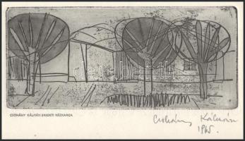 Csohány Kálmán (1925-1980): Utcarészlet (cím nélkül). Rézkarc, papír. Jelzett a karcon. Képcsarnok V...