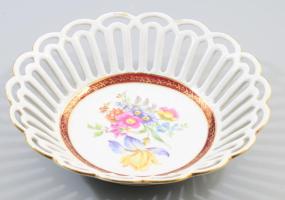 Jelzett virágmintás kínáló, d: 25 cm, m: 6 cm