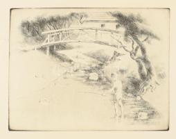 Szőnyi István (1894-1960): Pecázó fiú. Rézkarc, papír, jelzett a karcon, lapszéli apró szakadásokkal, 18×24 cm