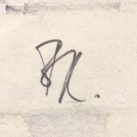 Olvashatatlan jelzéssel: Nagymosás. Tus, papír, lap alján apró felületi sérülésekkel, 29,5×21 cm