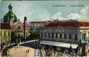 1920 Debrecen, Royal szálloda és kioszk, zsinagóga. Vasúti levelezőlapárusítás 8991. 1917. (kopott sarkak / worn corners)