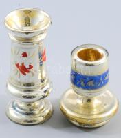 2 darab foncsorüveg gyertyatartó, m: 13 cm alatt