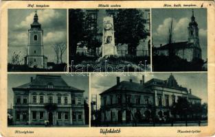 Újfehértó, Református és római katolikus templom, Hősök szobra, községháza, kaszinó épülete (EK)