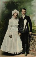 Füzesabony, füzesabonyi új házaspár, magyar folklór. Baross nyomda kiadása (EK)