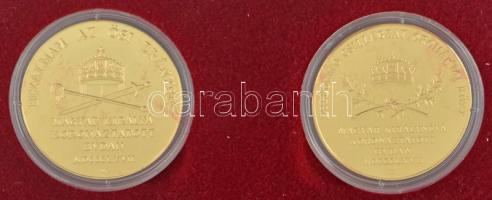 1867. "Ferenc József és Erzsébet királyné koronázási emlékérem" 2xklf aranyozott Cu-Ni U.P...