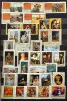 Amatőr bélyeggyűjtemény nagy berakóban + borítékban, hozzá Galamb József 10-es teljes ív