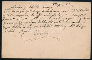 1923 Díjkiegészített díjjegyes levelezőlap budapesti helyi levelezőlapként