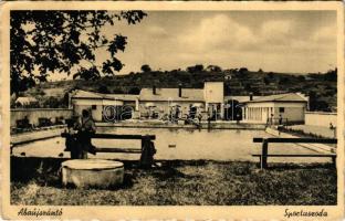 1941 Abaújszántó, Sportuszoda. Forgács Lajos kiadása (tűnyomok / pin marks)