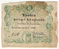 Komárom / Várbeli Hivatal 1849.04.06. 8kr "N 156" T:F,VG lyuk Hungary / Komárom / Castle Authority 1849. 8 Krajczár "N 156" C:F,VG hole Adamo KOM-2.1