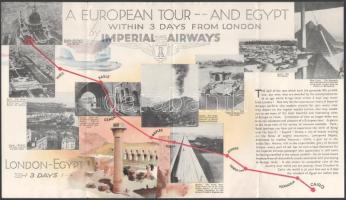 cca 1930 London-Egypt, egyiptomi repülőutat ismertető képes idegenforgalmi prospektus, angol nyelvű,...
