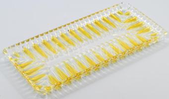 Régi kristály tálca, ezüstpácolt díszítéssel, hibátlan, 34x15 cm