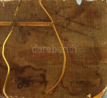 Selmecbánya főiskolai palotáinak üvegképe, kopással, réz tartóban, 15x20 cm