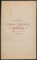 cca 1880 Kislány portréja, vizitkártya Juhász és Podleszny kassai műterméből, 10,5x6,5 cm (Ritka műt...
