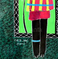 Al-Tayeb Al-Hajj/Hadj (-), szudáni művész: Pár. Vegyes technika, papír. Üvegezett fakeretben. Jelezv...