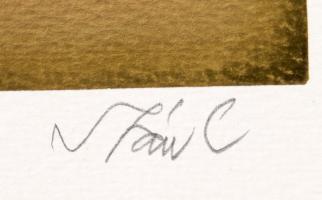 Szász Endre (1926-2003): Szürrealista hölgy. Szitanyomat, papír, jelzett, 43/100 számozással. 47x63 ...