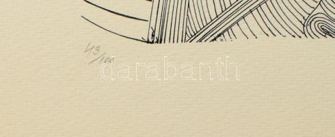 Szász Endre (1926-2003): Szürrealista férfi alak. Szitanyomat, papír, jelzett, 43/100 számozással. L...