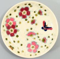 cca 1880-1980 Zsolnay pillangómintás tálka, családi pecséttel jelzett, kis pattogzással, mázrepedéssel, d:10,5 cm