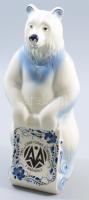 Orosz porcelán medve italos üveg, levehető fejjel, jelzett, hibátlan, m: 28 cm