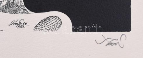 Szász Endre (1926-2003): Szürrealista hölgy. Szitanyomat, papír, jelzett, 43/100 számozással. Lapszé...