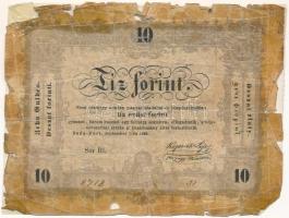 1848. 10Ft "Kossuth bankó" "RI. 8718 31" T:G, anyaghiány, szakadás, szélei körben ragasztottak Adamo G111