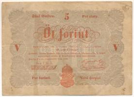 1848. 5Ft vörösesbarna nyomat "UR.l. 346398" "Kossuth bankó" T:F Adamo G109