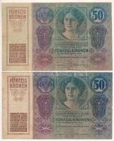 1914. 50K felülbélyegzés nélkül (2db) T:F,VG
Adamo K24