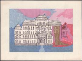 Koppány Frigyes (-): Kacsalábon forgó kastély, 1984. Filctoll, papír, jelzett. Kartonra kasírozva. 20x29 cm