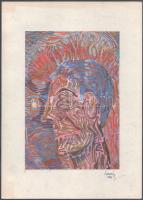 Koppány Frigyes (-): A lángész, 1982. Filctoll, papír, jelzett. Kartonra kasírozva. 26,5x18,5 cm