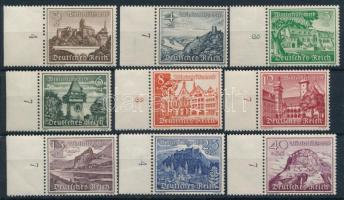 Deutsches Reich; 1939 Mi 730-738 (hinged on margin), Deutsches Reich; 1939 Mi 730-738 (hinged on margin)