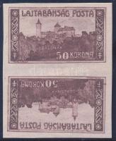 Nyugat-Magyarország VII. 1921 50K fordított állású vágott pár (gumihiba, betapadás?) Bodor vizsgálójellel