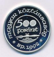 1992. 500Ft Ag "Szent László" kapszulában, tanúsítvánnyal T:PP kis patina Adamo EM125