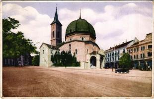 1928 Pécs, belvárosi templom, automobil (EB)