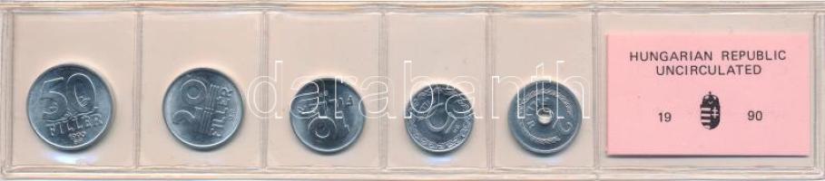 1990. 2f-50f Al (5xklf) fillér forgalmi sor fóliatokban T:UNC Adamo FO23