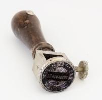 cca 1960/70 Tábori posta bélyegző, fa nyéllel, h: 13 cm