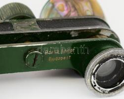 Barna Andor Budapest gyöngyház berakásos színházi távcső, kopással, h: 9,5 cm