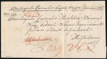 1830 Portós levél piros "SZIGETH" bélyegzéssel Miskolcra