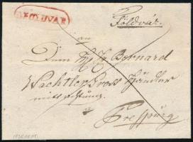 1836 Franco levél hátoldali 12kr viteldíjjal, "D.FÖLDVÁR" - Pozsony