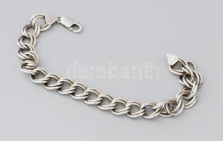 Ezüst (Ag) duplasoros karikás karkötő, jelzett, h: 22 cm, nettó 27g