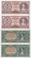 1946. 1.000.000.000P (2x) sorszámkövetők "R 216 024022 - R 216 024023" + 100.000MP (2x) sorszámkövetők "B 168 012112 - B 168 012113" T:F, szép papír