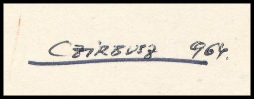 Czirbusz László (-): Politikusok (karikatúra), 1964. Tus, papír, jelzett. Lap teteje papírra kasíroz...