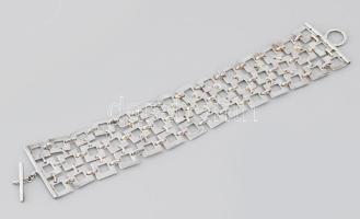 Ezüst (Ag) extravagáns háromsoros lamellás karkötő, h: 20,5 cm, jelzett, nettó 28,7g