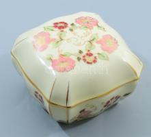Zsolnay virágmintás bonbonier, jelzett, hibátlan, 10x10 cm