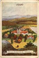 Jászó, Jászóvár, Jasov; Ez a Magyarok földje! Irredenta művészlap / Hungarian irredenta propaganda art postcard s: Biczó András (EM)