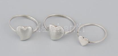 3 darab szívmintás ezüst (Ag) gyűrű, m: 50,53,55, jelzett, nettó 4,3g