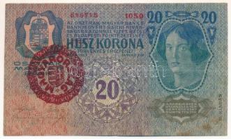 1913. 20K "II. kiadás" piros "MAGYARORSZÁG" felülbélyegzéssel T:F Adamo K18