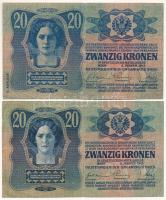 1913. 20K felülbélyegzés nélkül (2xklf: I. és II. kiadás) T:F egyik szép papír
Adamo K17, K18