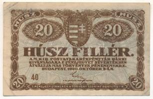 1920. 20f "40" előlapi nyomat látszik a hátlapon T:F erős papír Adamo K1