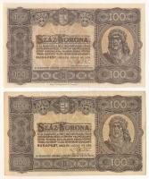1923. 100K (2xklf: egyik "Magyar Pénzjegynyomda Rt." nyomdahely-megjelöléssel, másik anélkül) T:F szép papír